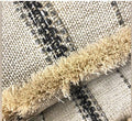 Ivory Stripe Pillow: Woven Chenille with Brushed Fringe Trim