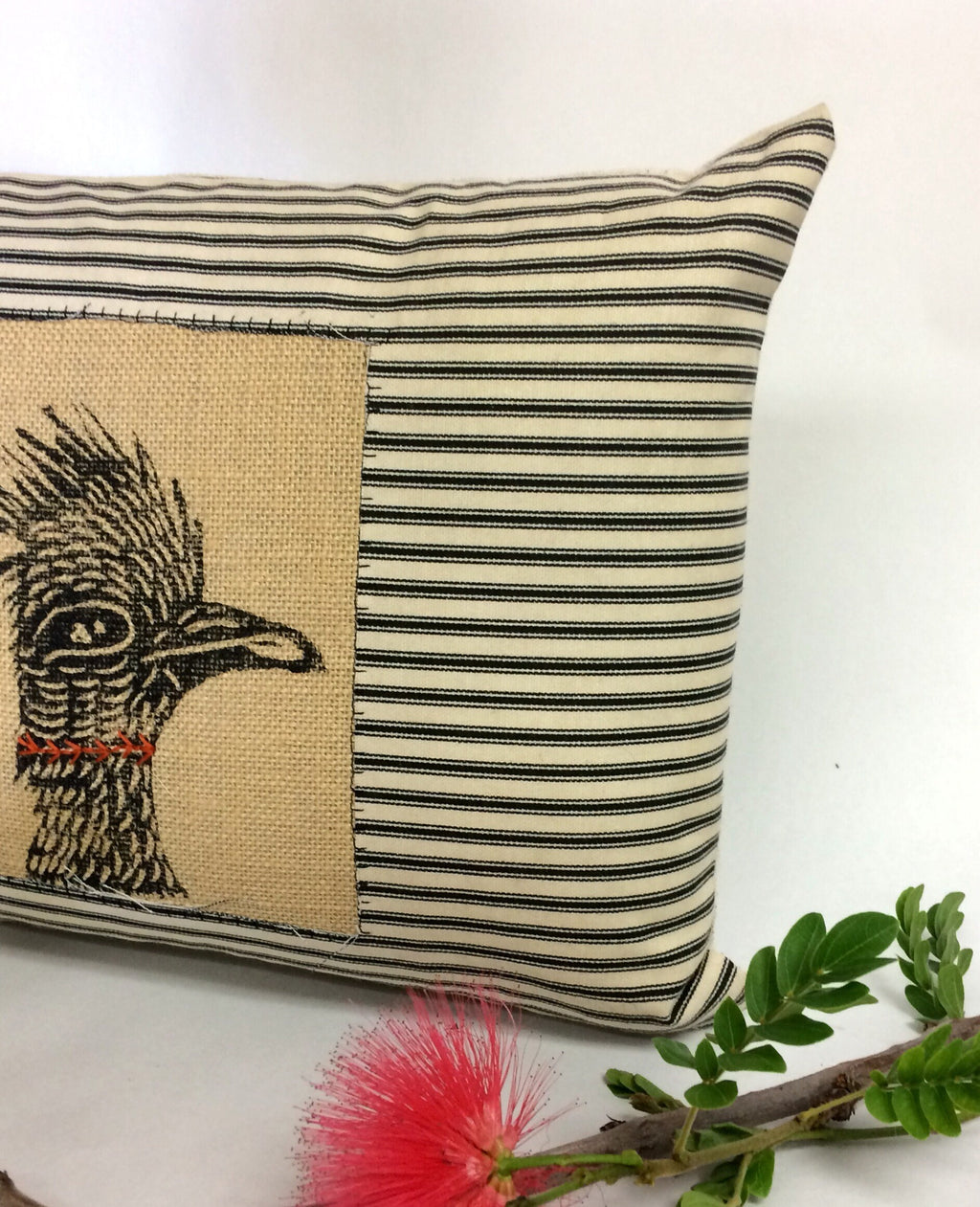 Hand Printed Roadrunner Pillow: Desert Landscape Decorative Pillow