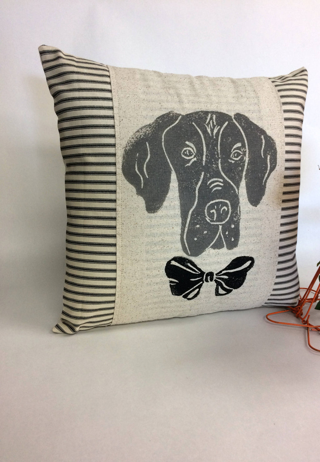 Hand Block Print Dane Pillow Cover – Ticking Fabric Cushion
