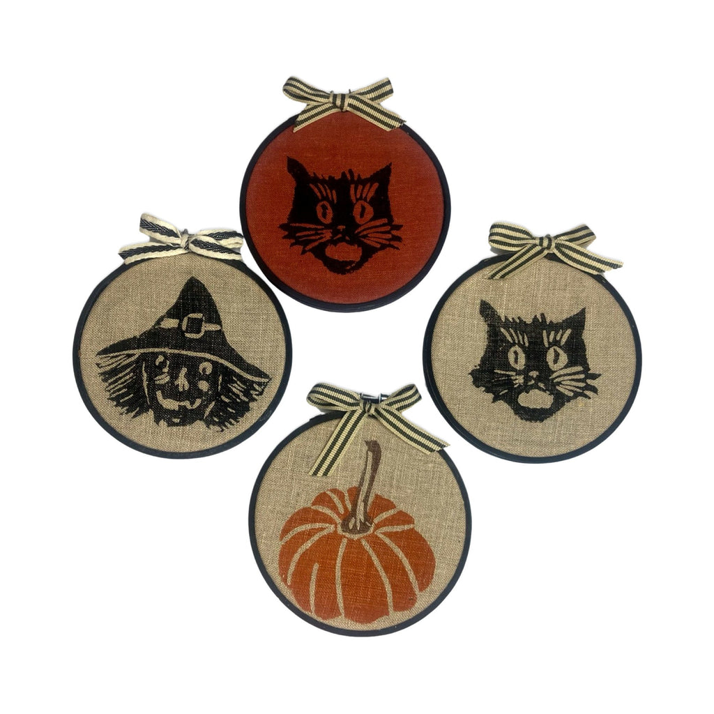 Halloween Cat Witch Pumpkin Hoop Art / Halloween Decor