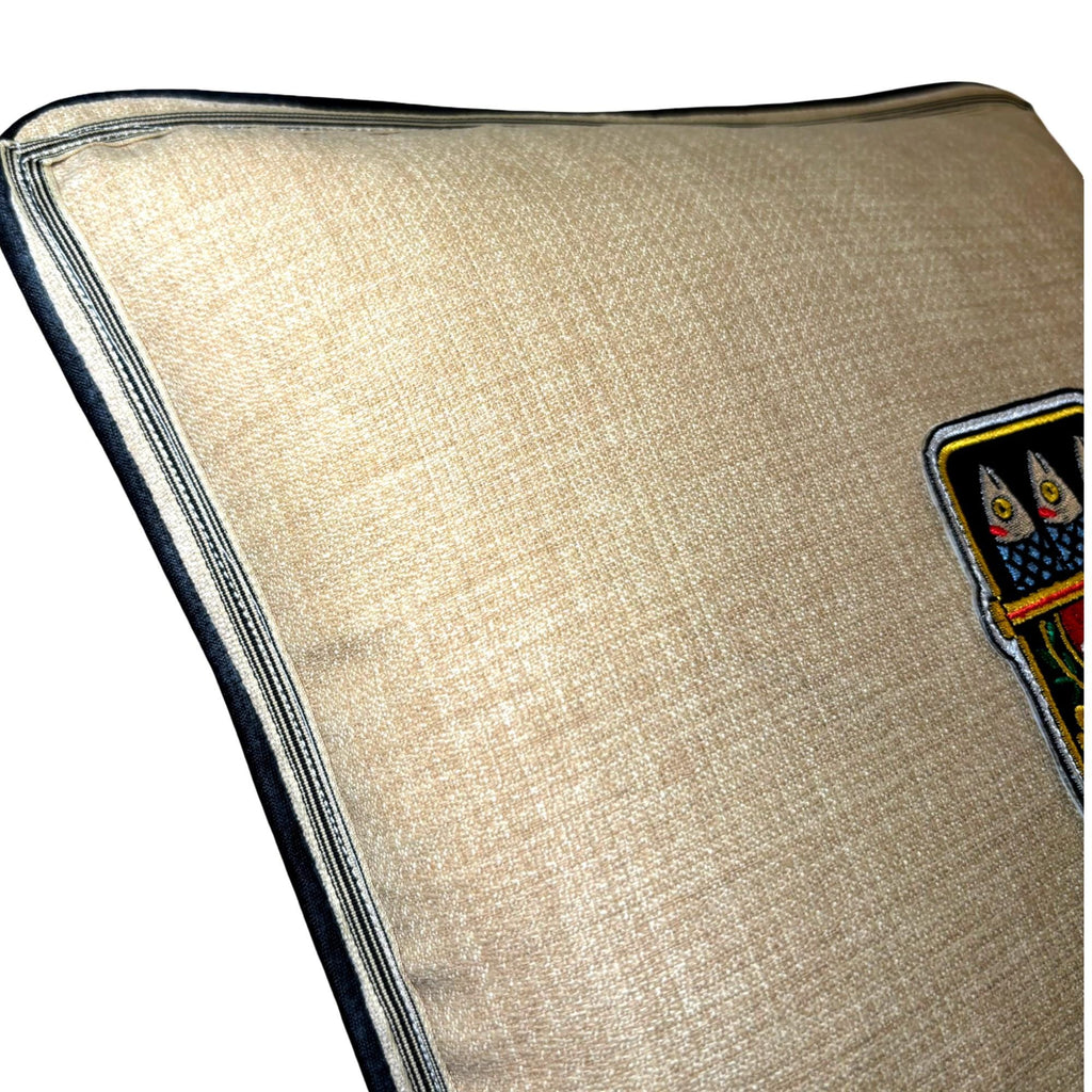 Natural Burlap like canned sardine fish Embroidery Pillow: Fish Decorative Cushion