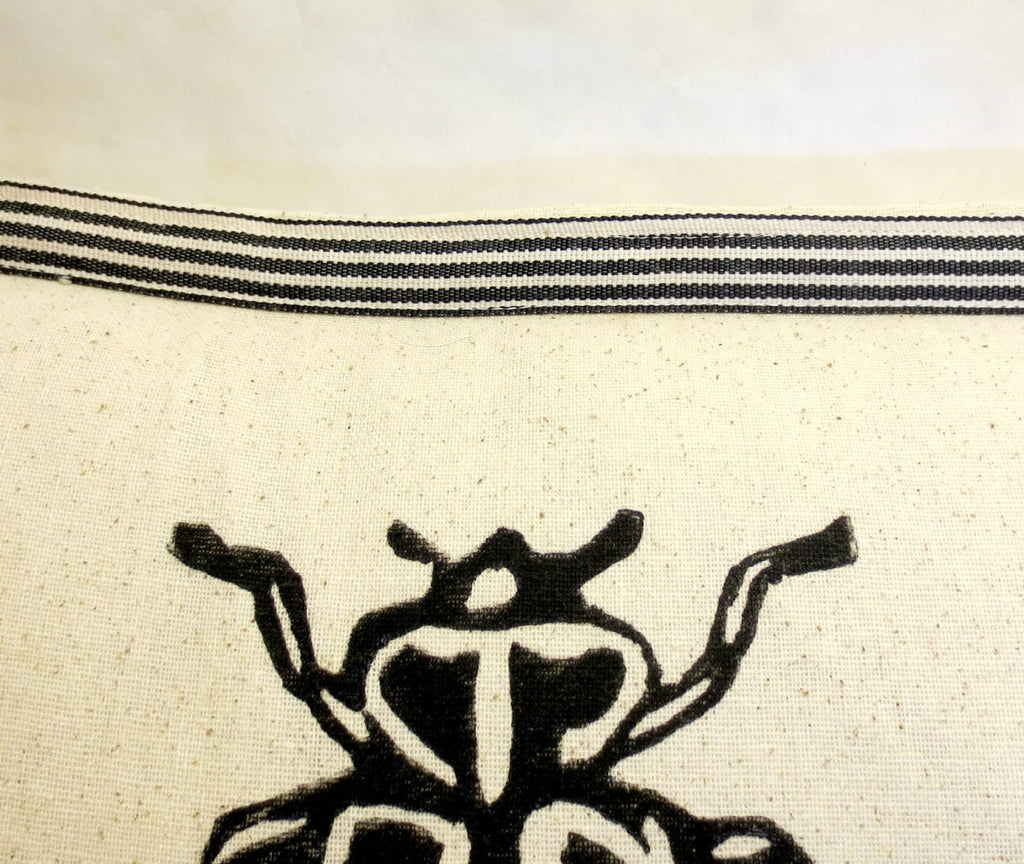 Insect Print Kidney Pillow: Hand Block Printed Decorative Pillow
