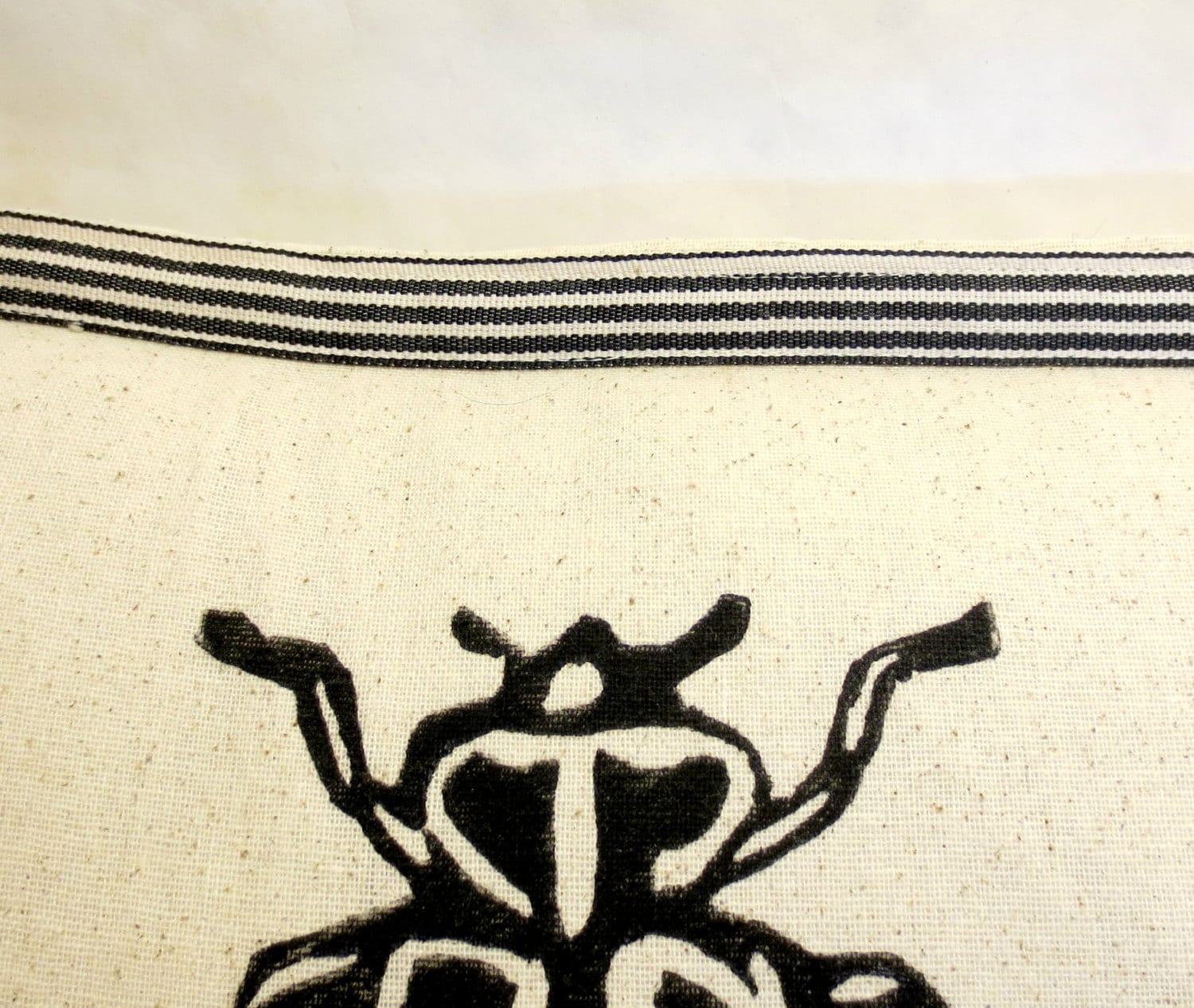 Insect Print Kidney Pillow: Hand Block Printed Decorative Pillow