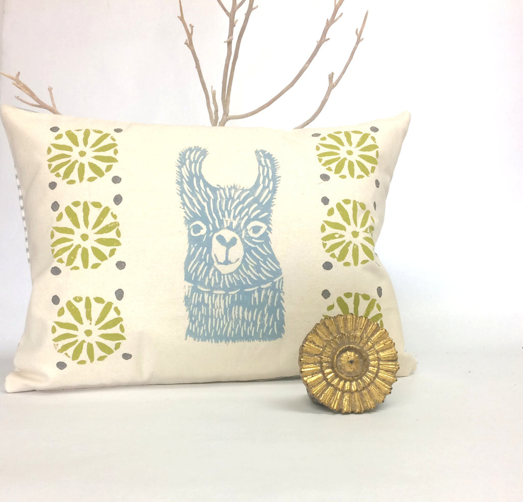 Llama Print Kidney Pillow: Mid-Century Moroccan Design