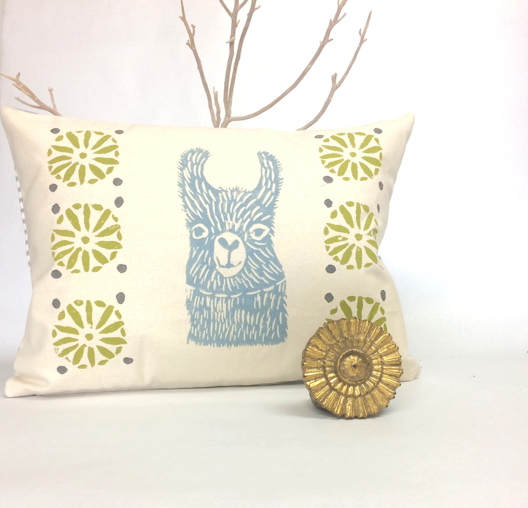 Llama Print Kidney Pillow: Mid-Century Moroccan Design