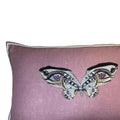 Butterfly Lavender Purple and Grey Embroidered  Linen Pillow - Embroidery Pillow