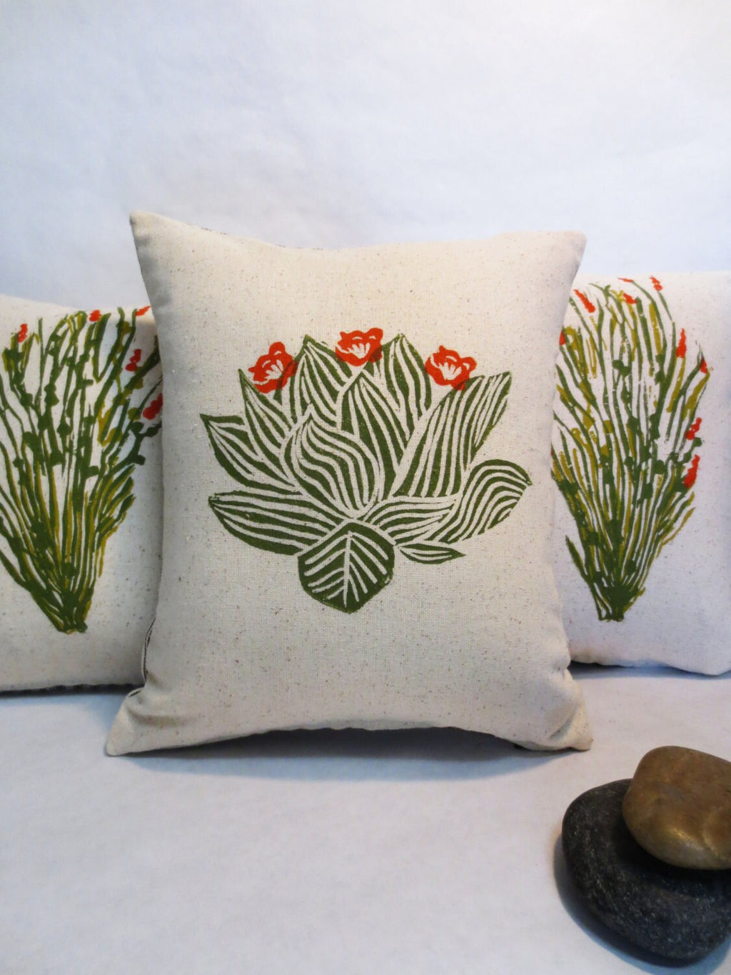 Succulent Throw Pillow // Decorative Succulent Print Cushion // Your Choice of Flower Color