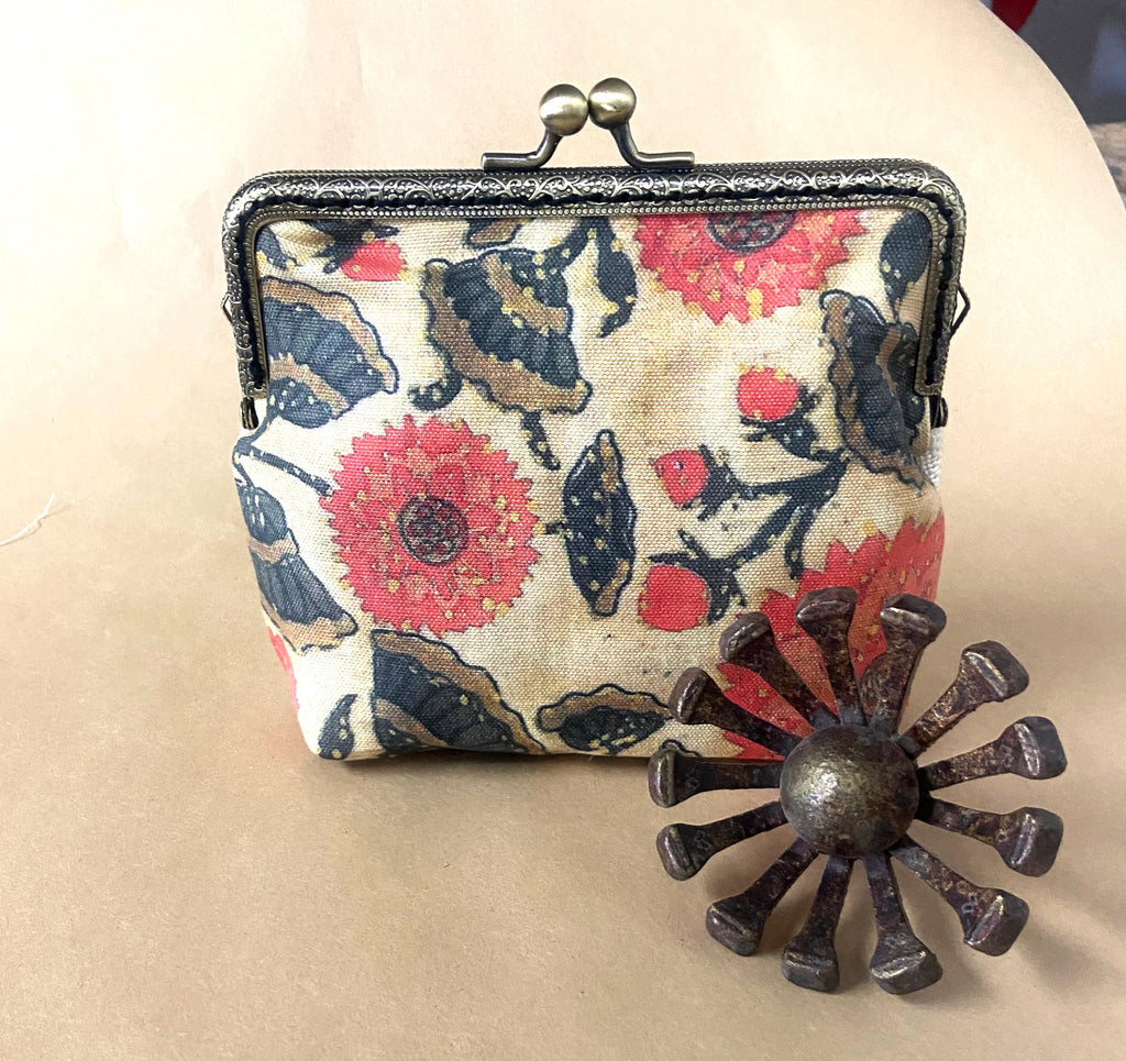 Hand Crafted Fabric Clutch / Red Floral Suzani Print Purse / Gifts for Her
