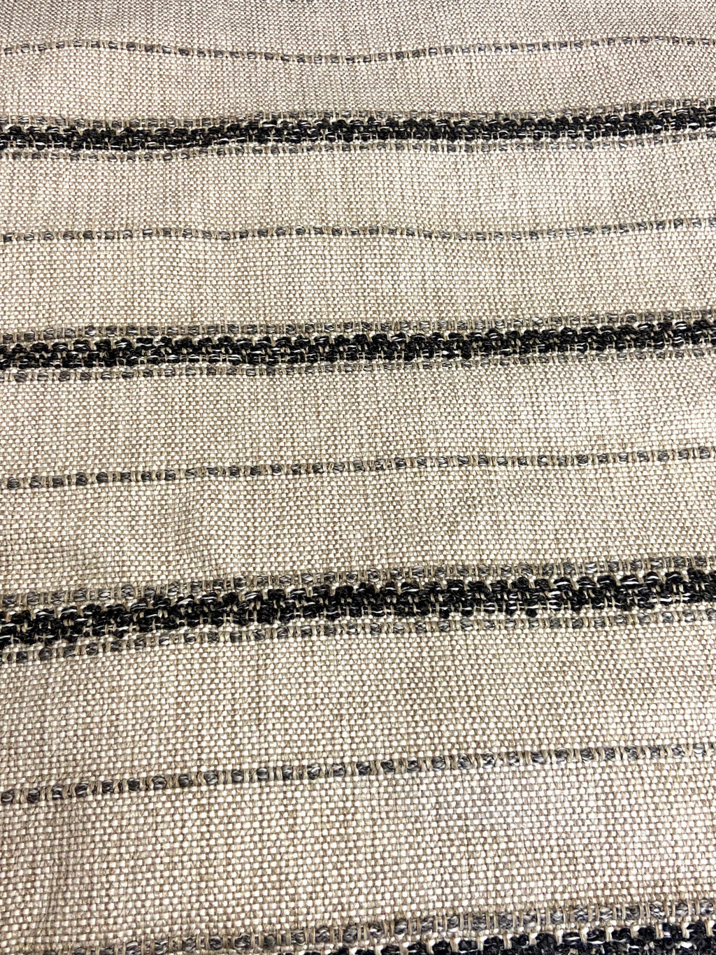 Ivory Stripe Pillow: Woven Chenille with Brushed Fringe Trim