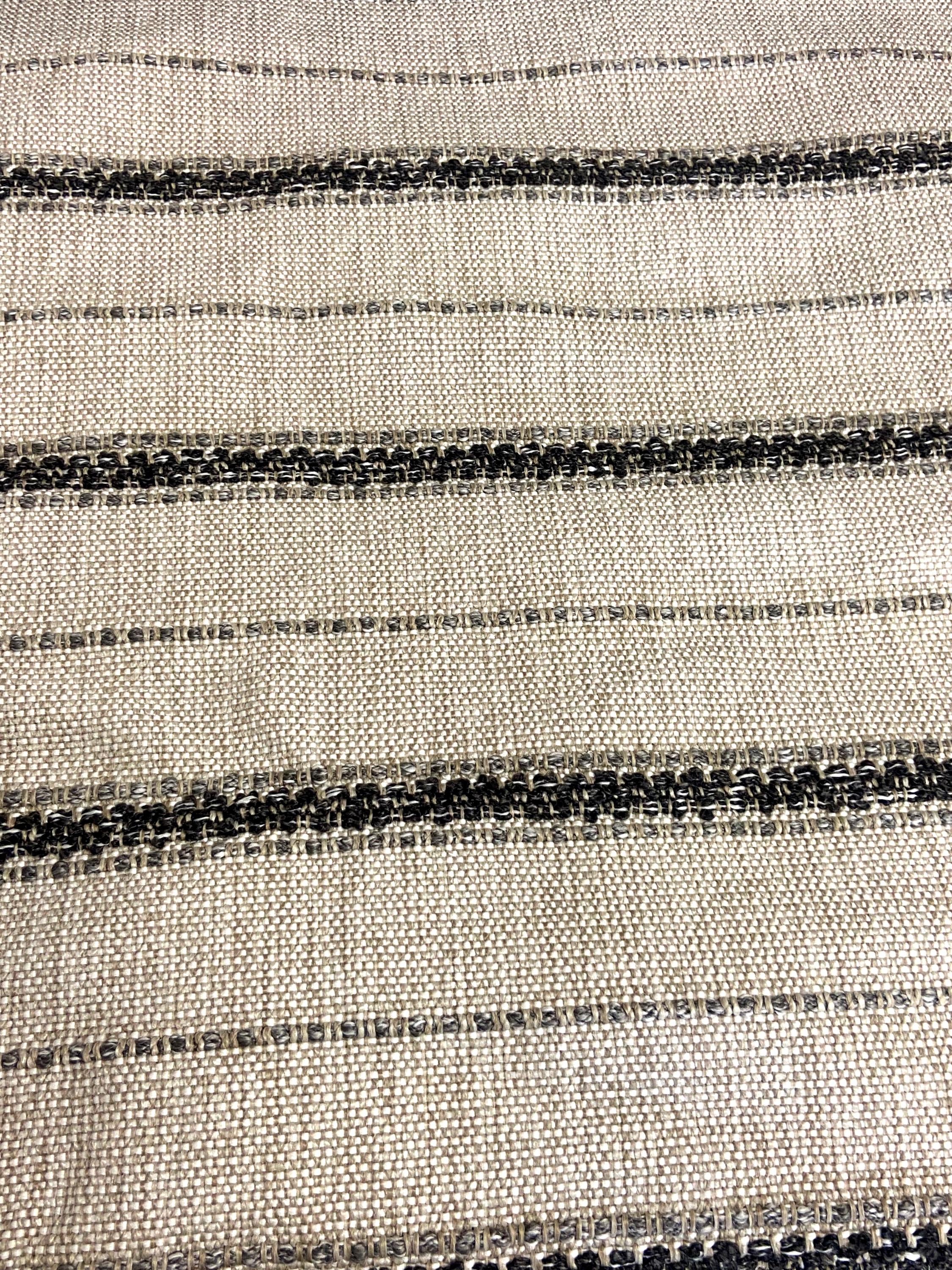 Ivory Stripe Pillow: Woven Chenille with Brushed Fringe Trim