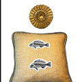 Natural Burlap like fish bone Embroidery Pillow: Fish Decorative Cushion
