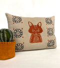 Bear Fox or Rabbit Print Linen Pillow -