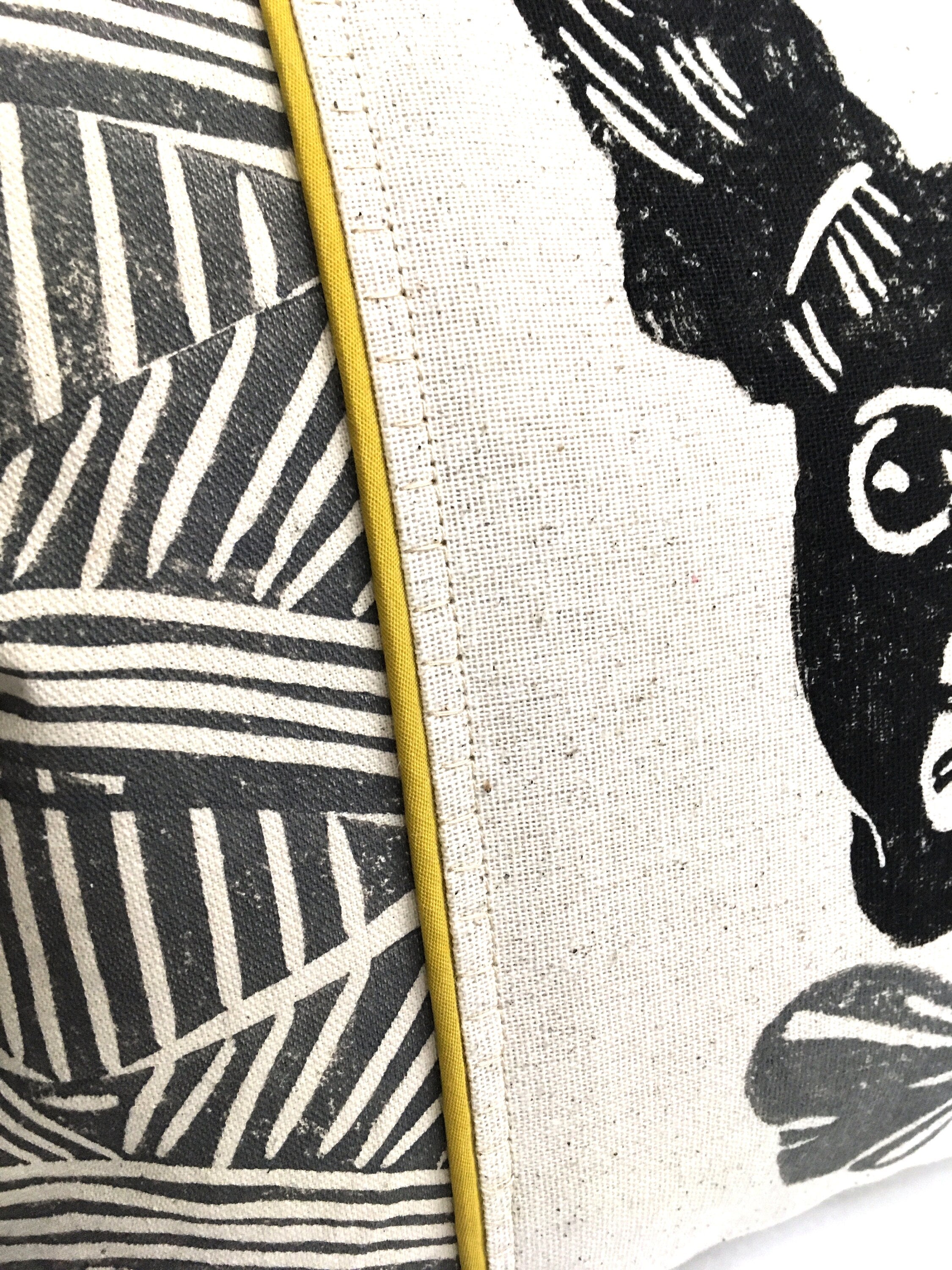 Boston Terrier Pillow: Hand-Printed Dog Portrait Decorative Pillow