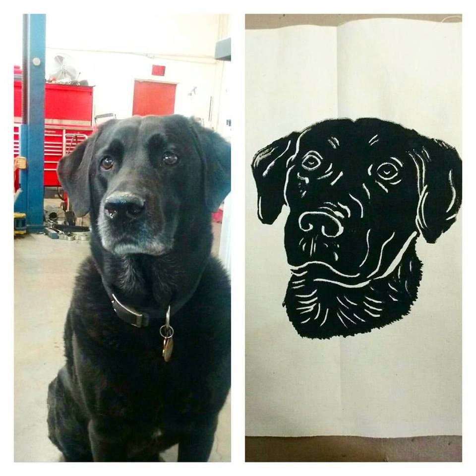 Black Lab Pillow: Hand Screen Printed Labrador Retriever Throw Pillow