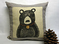 Black Bear Block Print Pillow: Rustic Cabin Decor