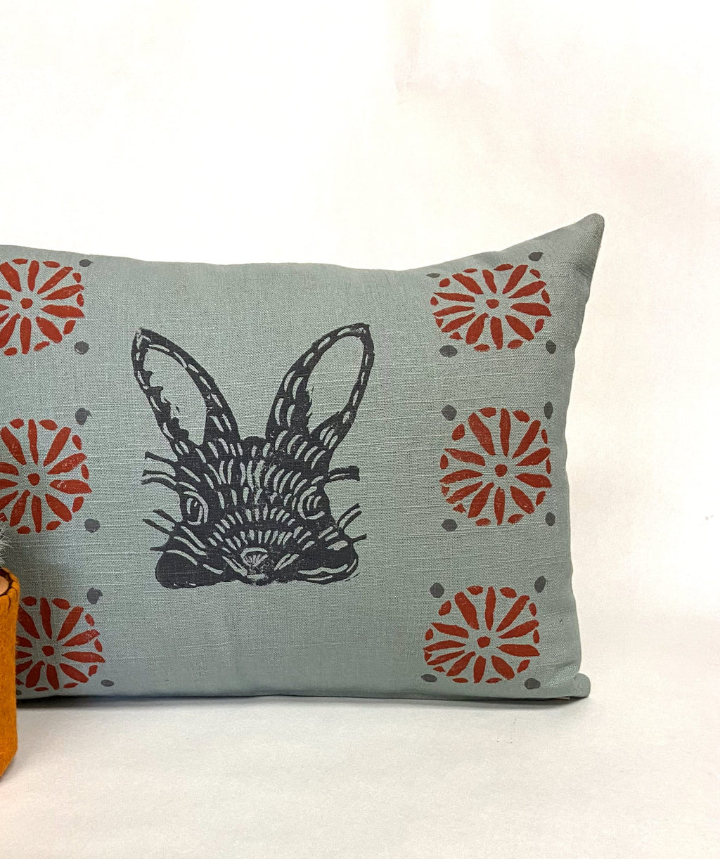 Bear Fox or Rabbit Print Linen Pillow -