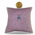 Lilac Linen Pillow – Beetle Bug Embroidery, Decorative Throw