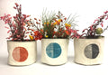5” Circular Print Succulent / Plant Pot, Blockprinted Fabric Bucket