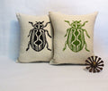 Hand Block Printed Beetle Insect Pillow / s Day Gift