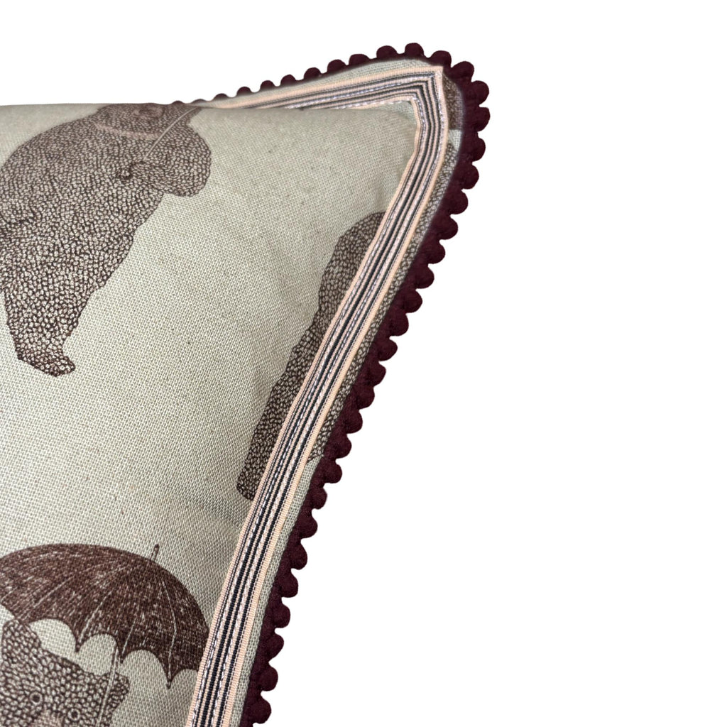 Sage green and brown bear print  kidney pillow -  nursery gift