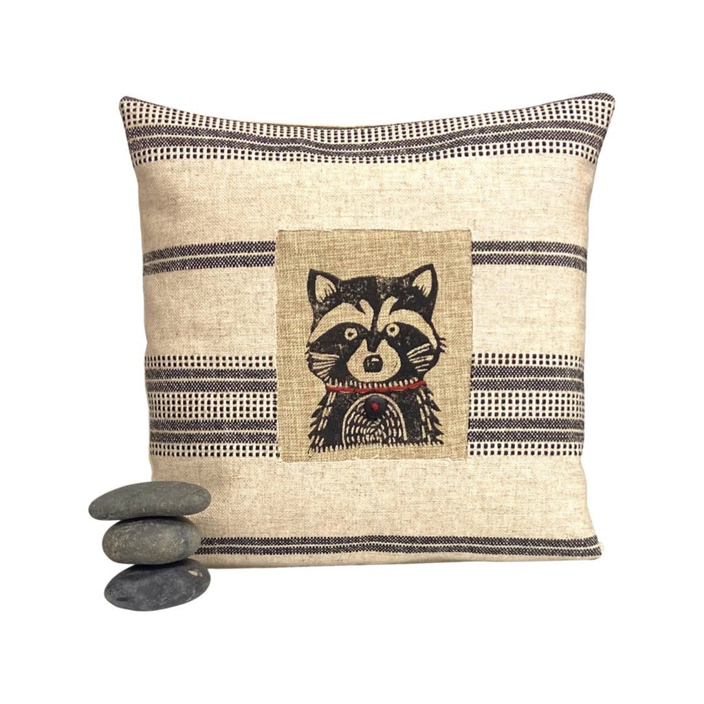 Hand Block Printed Animal Pillow: Rustic Winter Cabin Decor