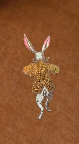 Rabbit Embroidery Pillow: your choice of linen with Metallic Accents