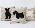 Ticking Stripe Pillow with Felt Dog Silhouette - Custom Breed