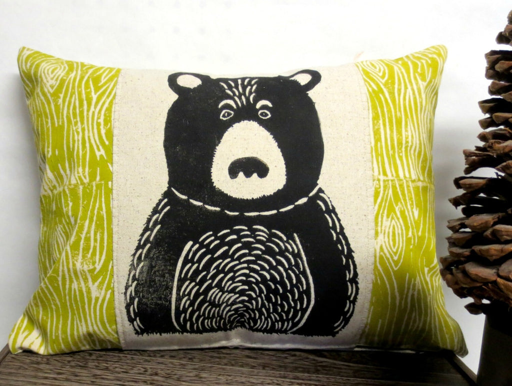 Black Bear Pillow - Your Choice of Wood Grain Color