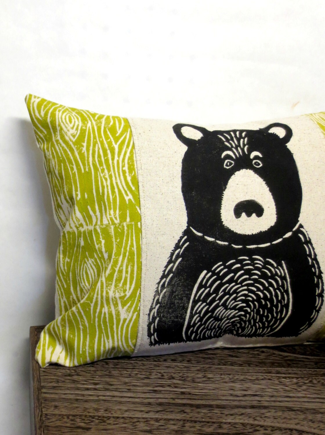 Black Bear Pillow - Your Choice of Wood Grain Color