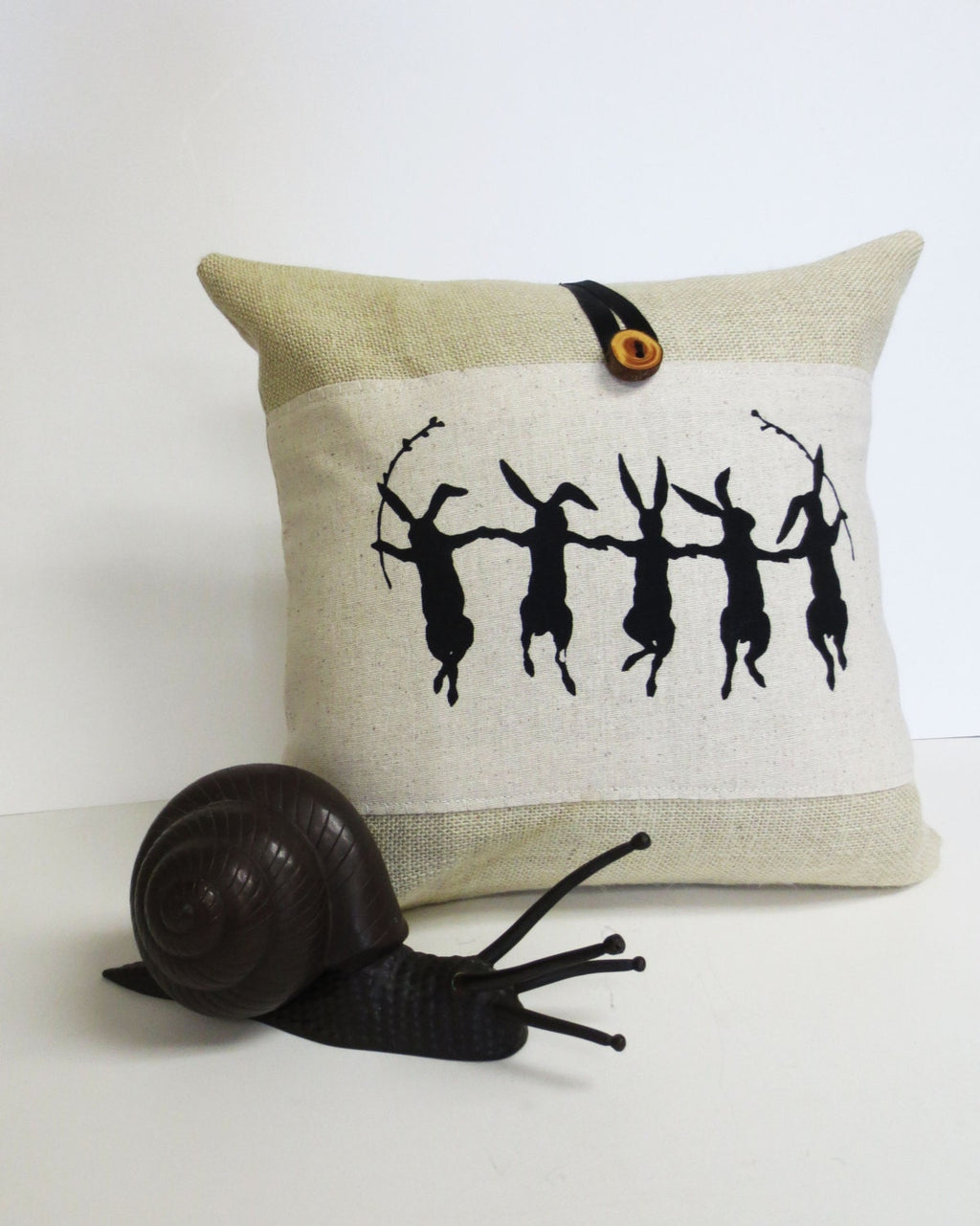 Rabbit Print Pillow: Poly Burlap Woodland Accent Pillow
