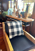 Buffalo Check Pillow: Black Beige Gingham with Mustard Trim