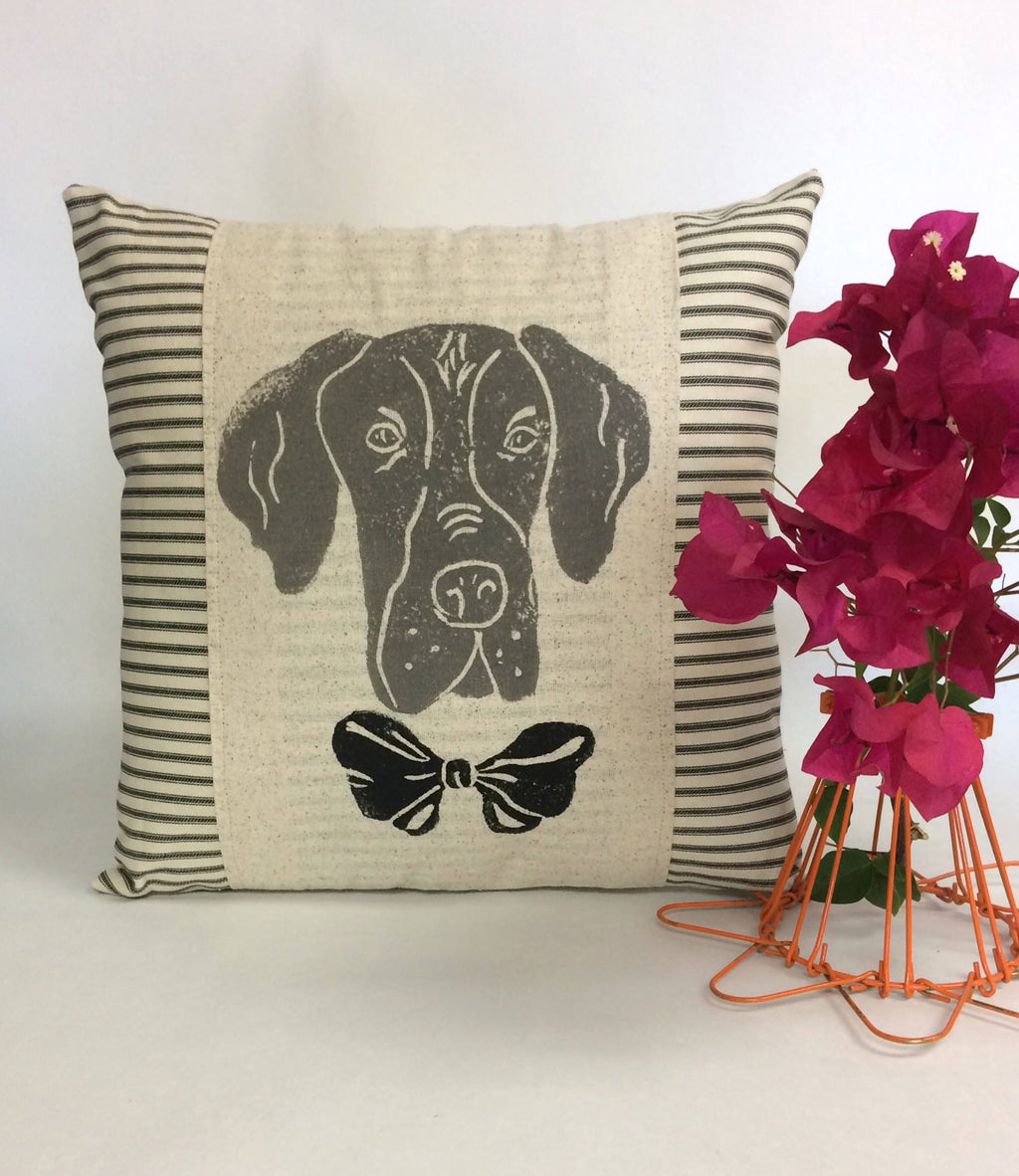 Hand Block Print Dane Pillow Cover – Ticking Fabric Cushion