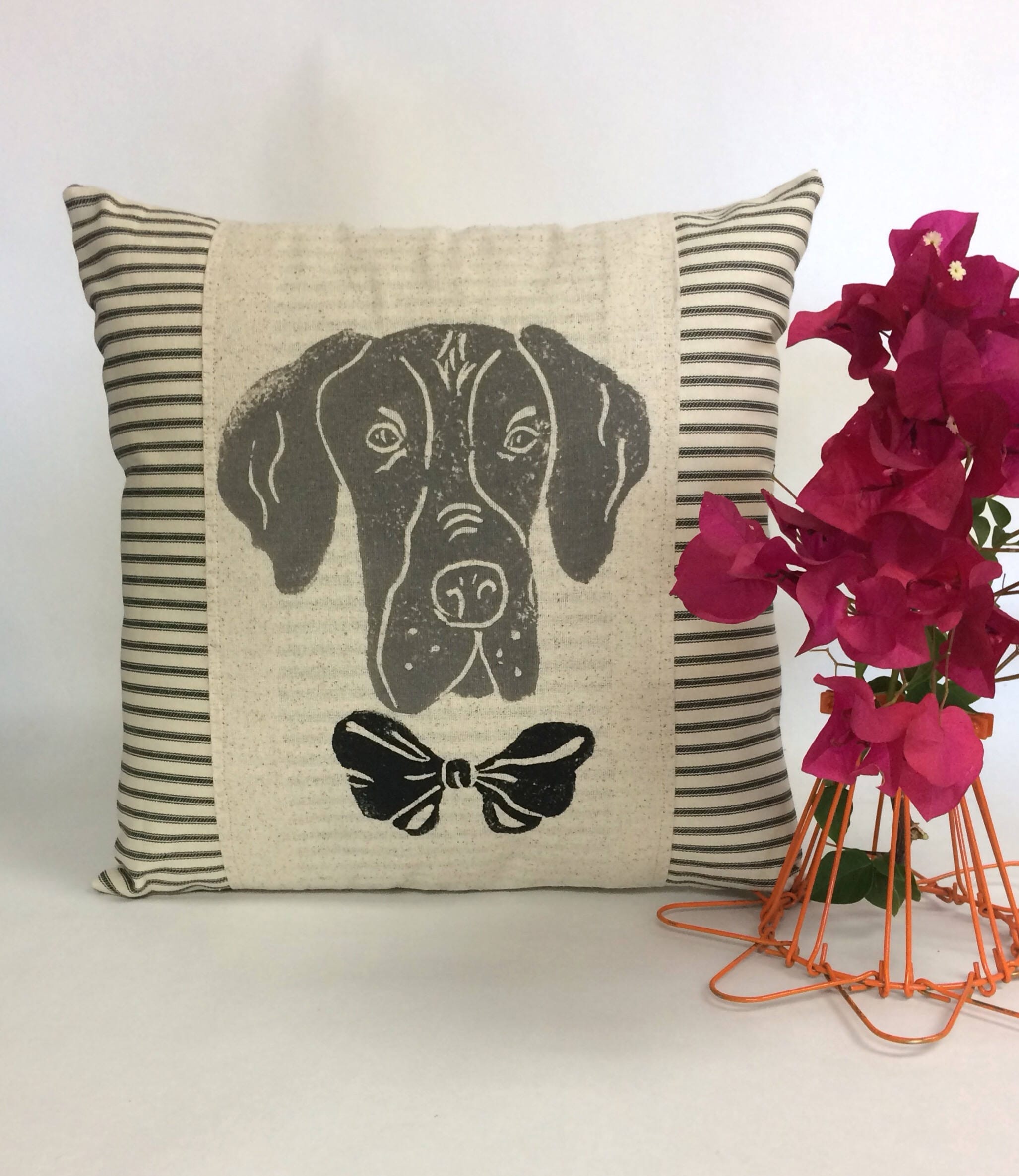 Hand Block Print Dane Pillow Cover – Ticking Fabric Cushion