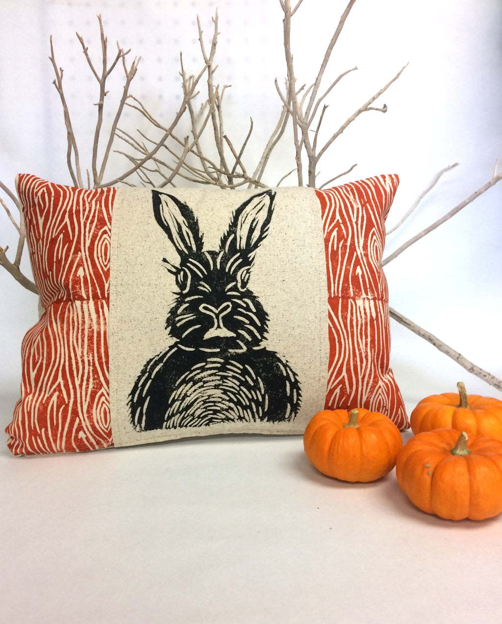 Woodland Rabbit Print Pillow: Rustic Cabin Decor, 12x16 Lumbar