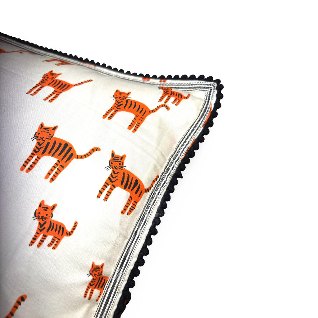 White and orange tiger cat print  kidney pillow -  nursery gift