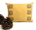 Hand Printed Linen Pillow: Mustard Geometric Block Print, Tuscan Style