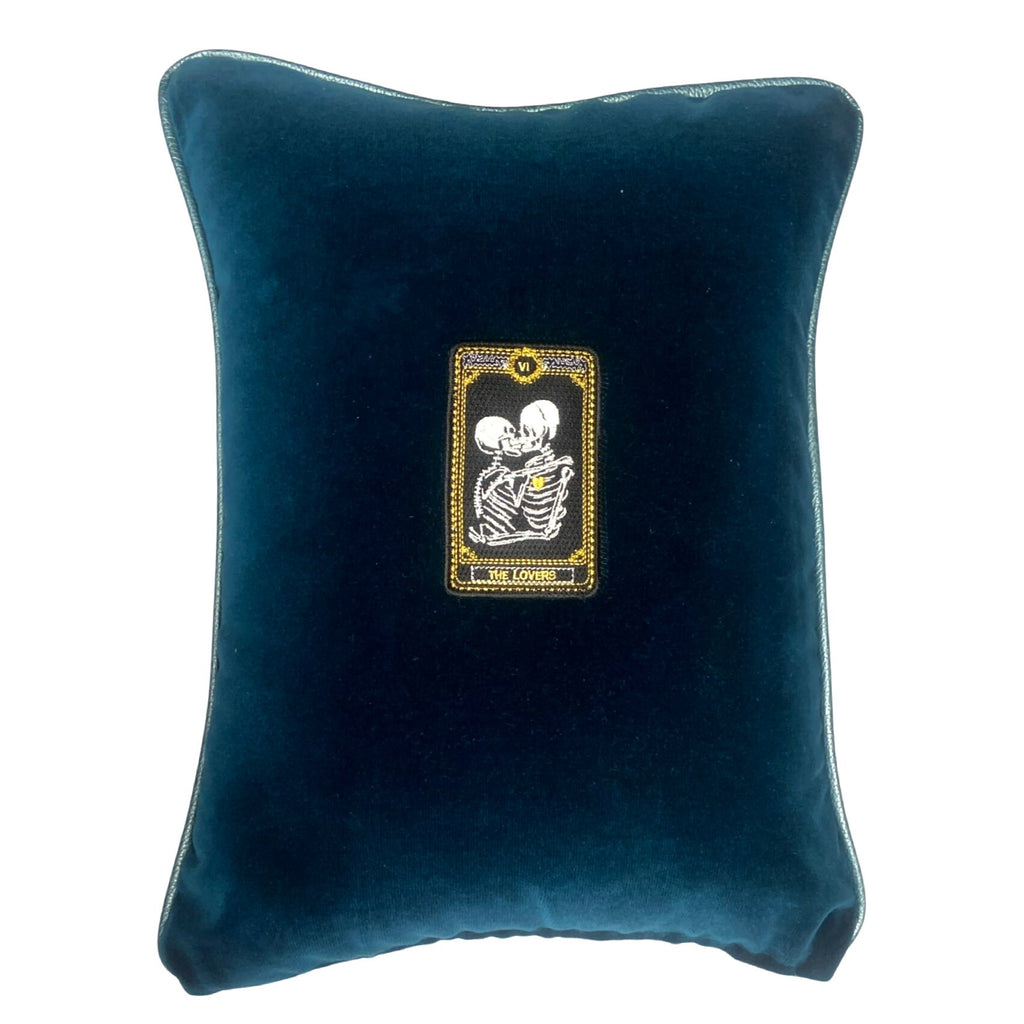 Halloween Velvet Kidney Pillow: Gothic Skeleton Lovers Embroidery