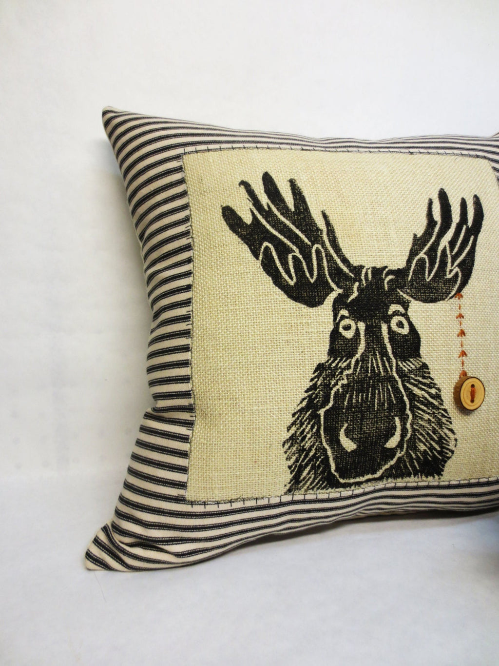 Moose Block Printed Pillow: Rustic Woodland Decor