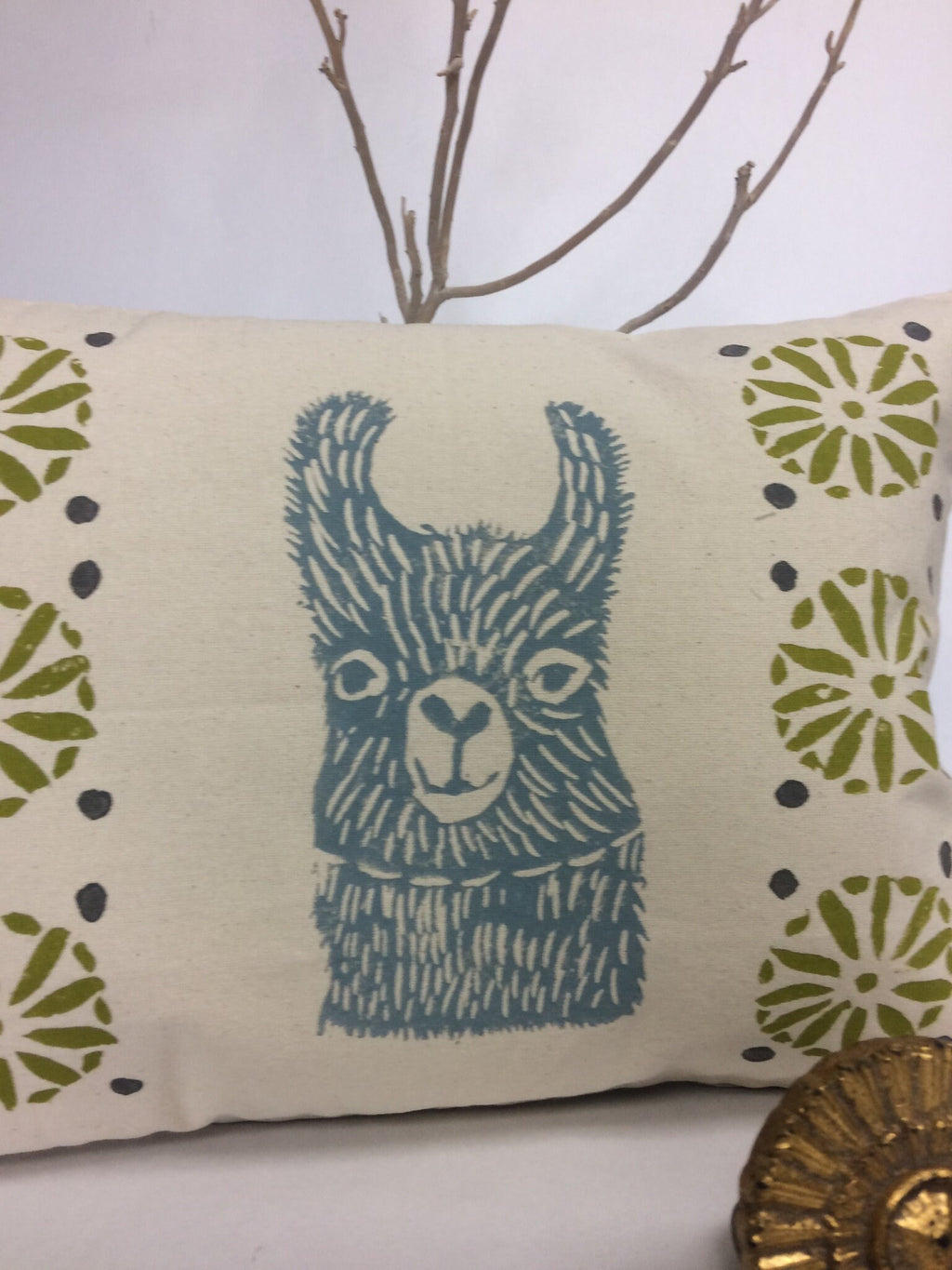 Llama Print Kidney Pillow: Mid-Century Moroccan Design