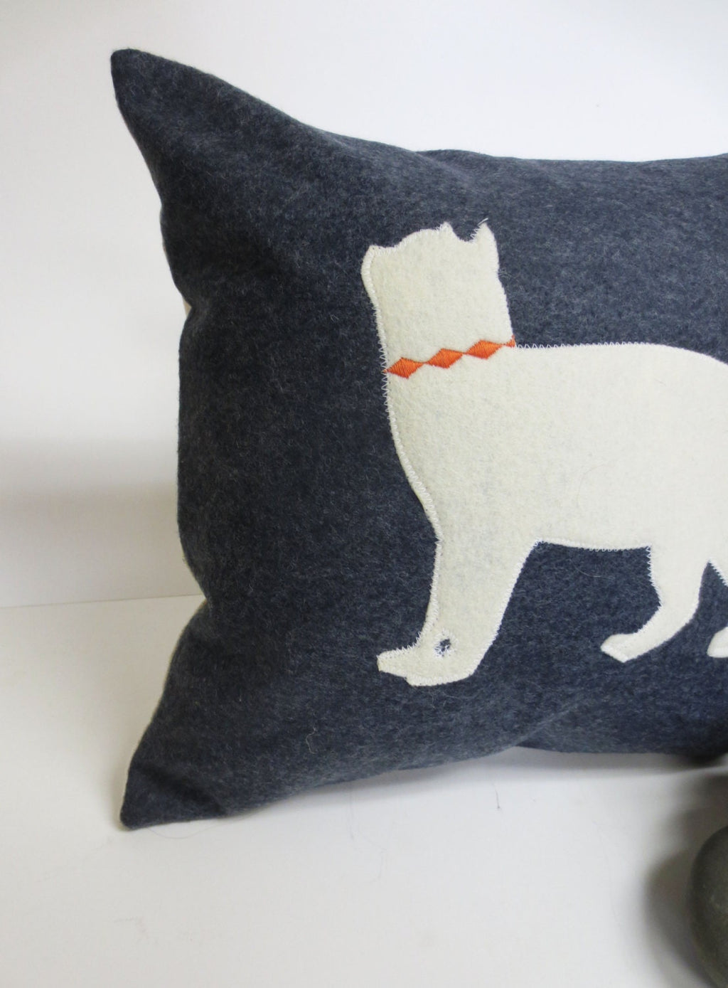 White Cat Silhouette Pillow - Felt Throw Pillow Cushion