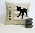 Rescue Dog Pillow: Stripe & Felt Applique, Eco-Friendly Gift