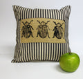 Insect Beetle Print Burlap Pillow: Gothic Spooky Decor