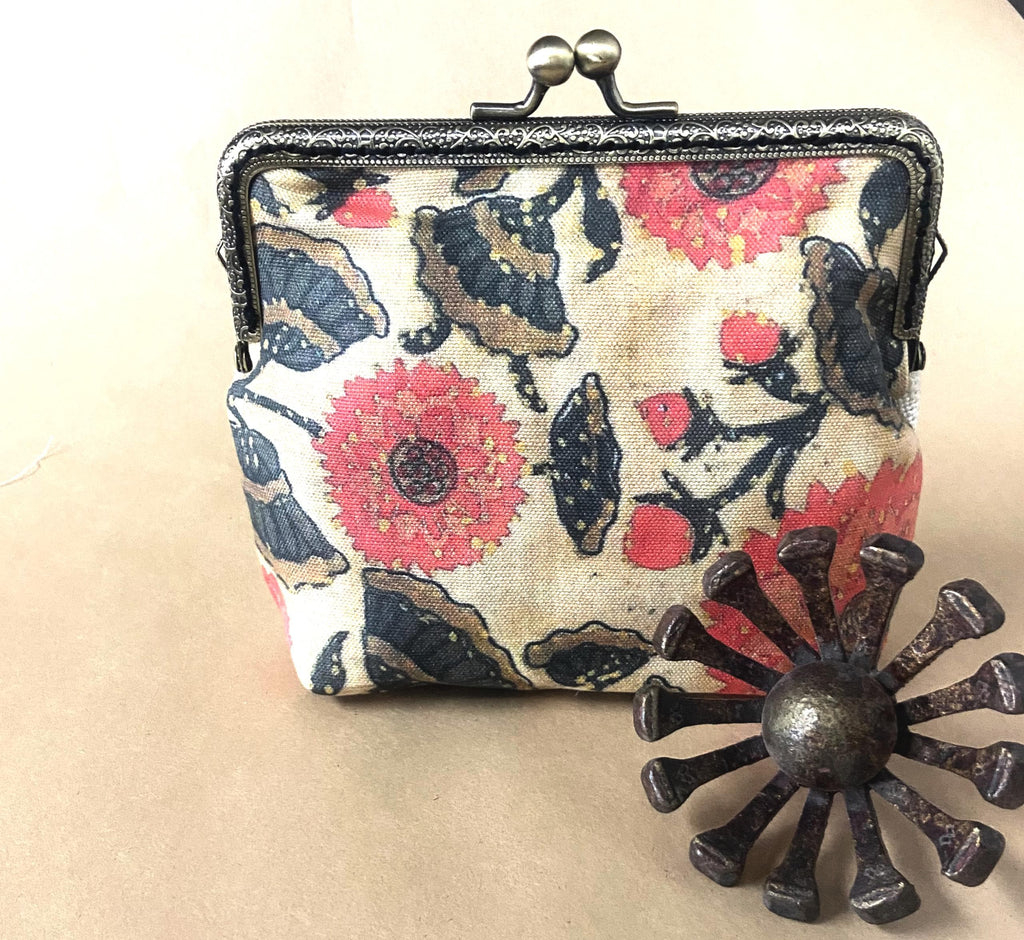 Hand Crafted Fabric Clutch / Red Floral Suzani Print Purse / Gifts for Her