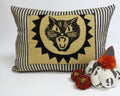 Halloween Kitty Cat Burlap Lumbar Pillow - Gothic Decor