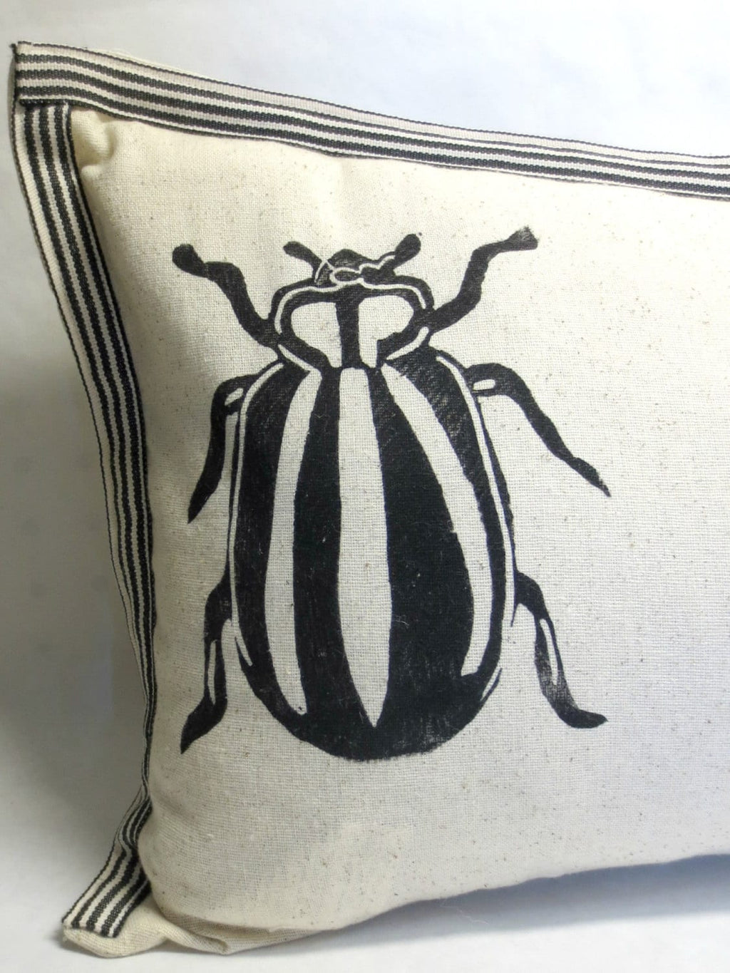 Insect Print Kidney Pillow: Hand Block Printed Decorative Pillow