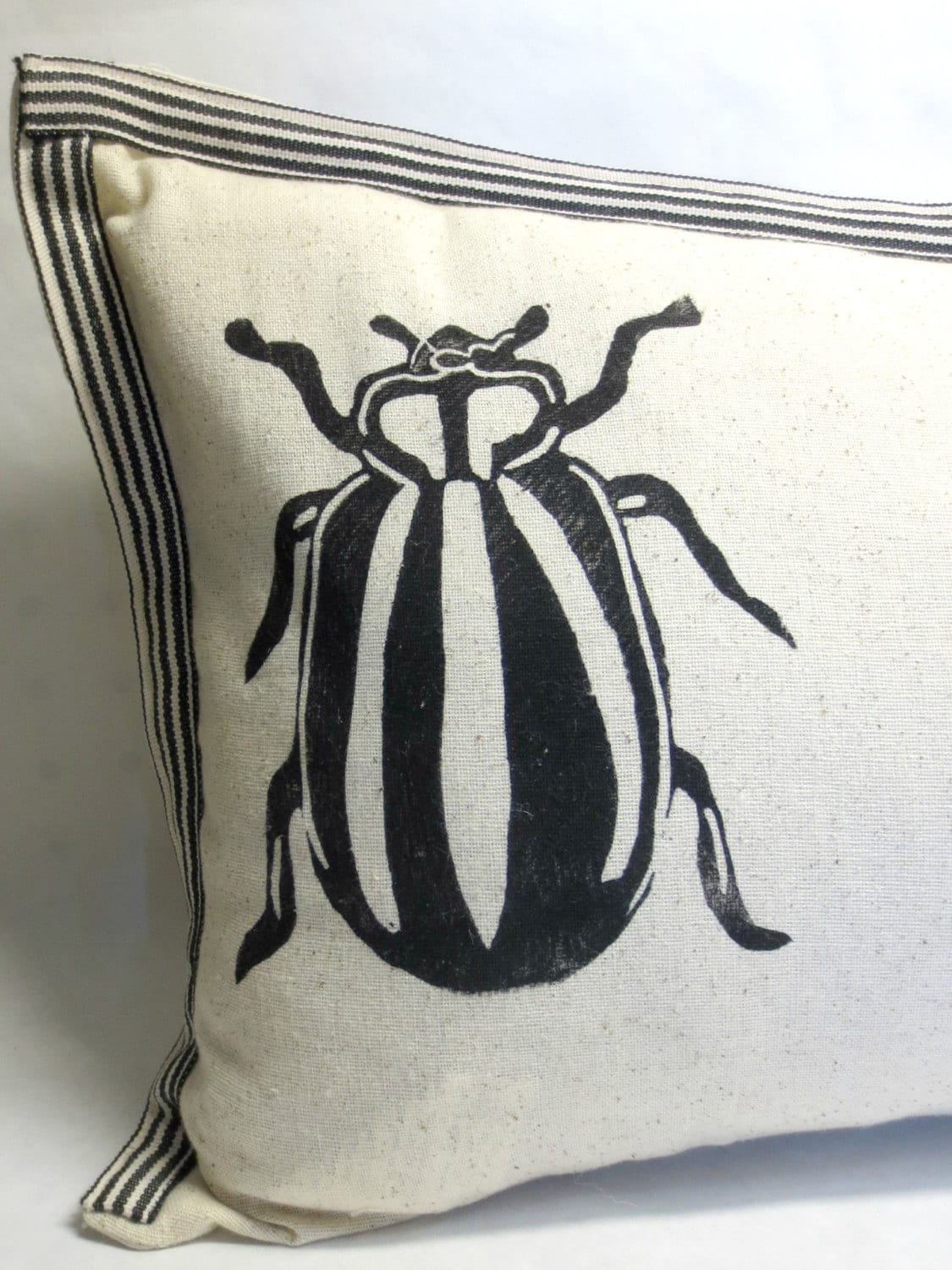 Insect Print Kidney Pillow: Hand Block Printed Decorative Pillow