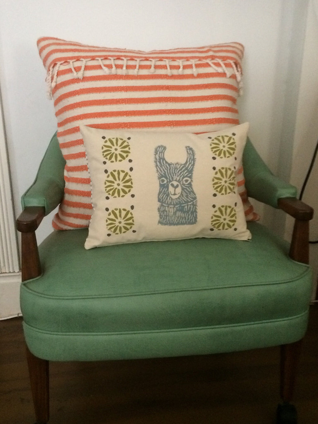 Llama Print Kidney Pillow: Mid-Century Moroccan Design