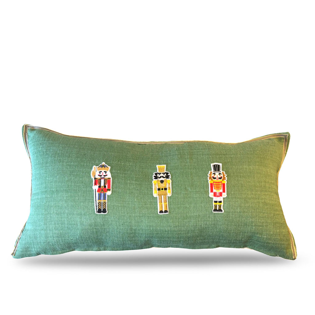 Christmas Nutcracker Print Kidney Pillow: embroidered appliqué Decorative Pillow