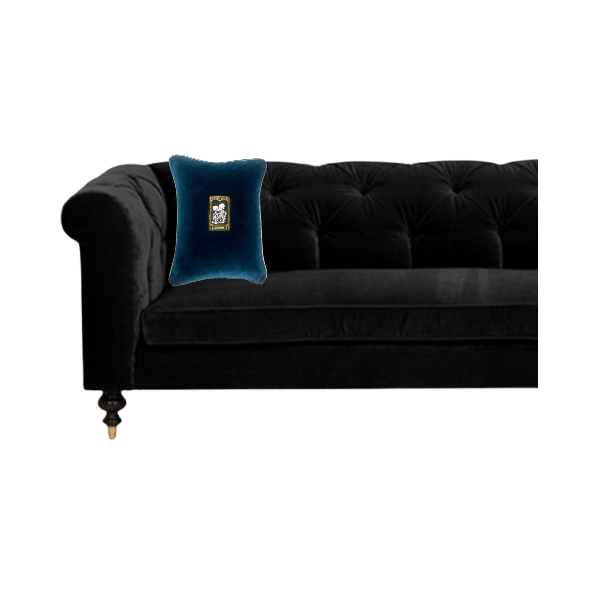 Halloween Velvet Kidney Pillow: Gothic Skeleton Lovers Embroidery