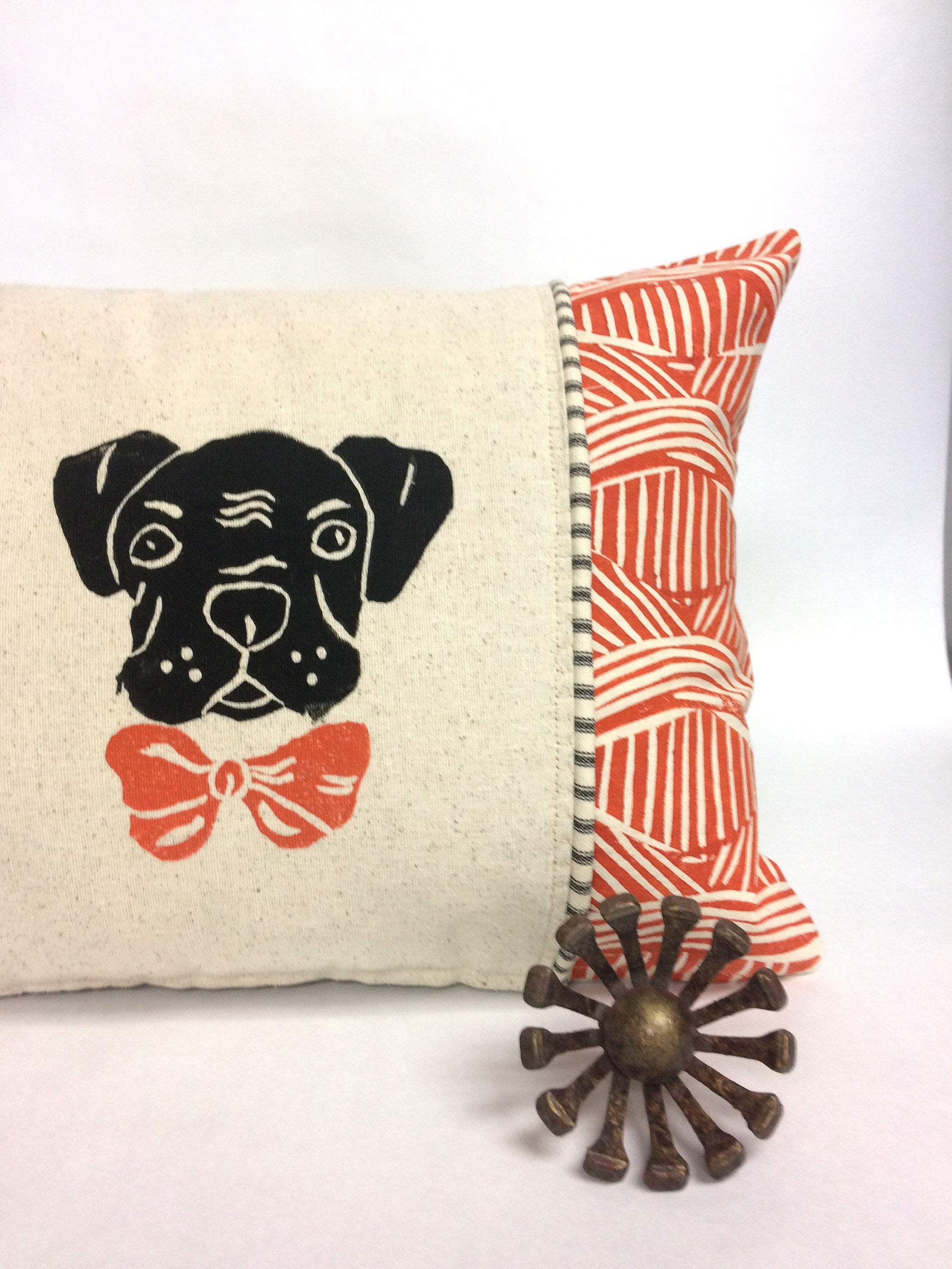 Boxer Dog Kidney Pillow: Orange Tribal Print, Dog Mom Gift